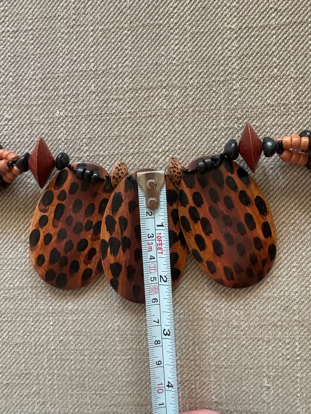 GORGEOUS handcrafted chunky statement necklace wooden pendants natural wood bead